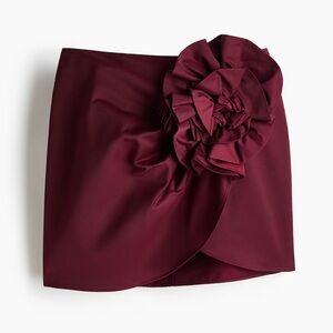 Elegant Burgundy Skirt with Floral Appliqué Detail